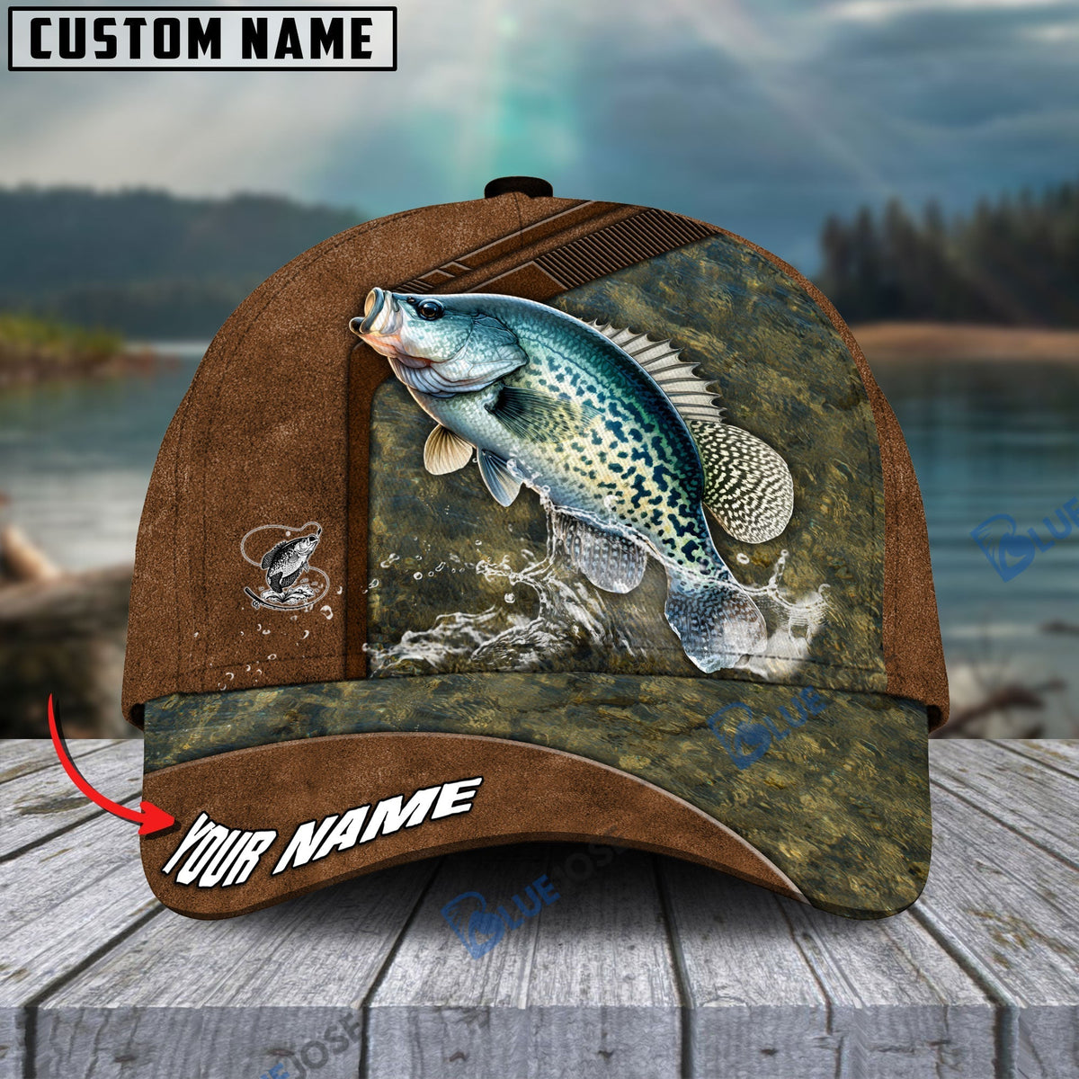 BlueJose Fishing Leather Pattern Personalized Cap (13 Breeds)