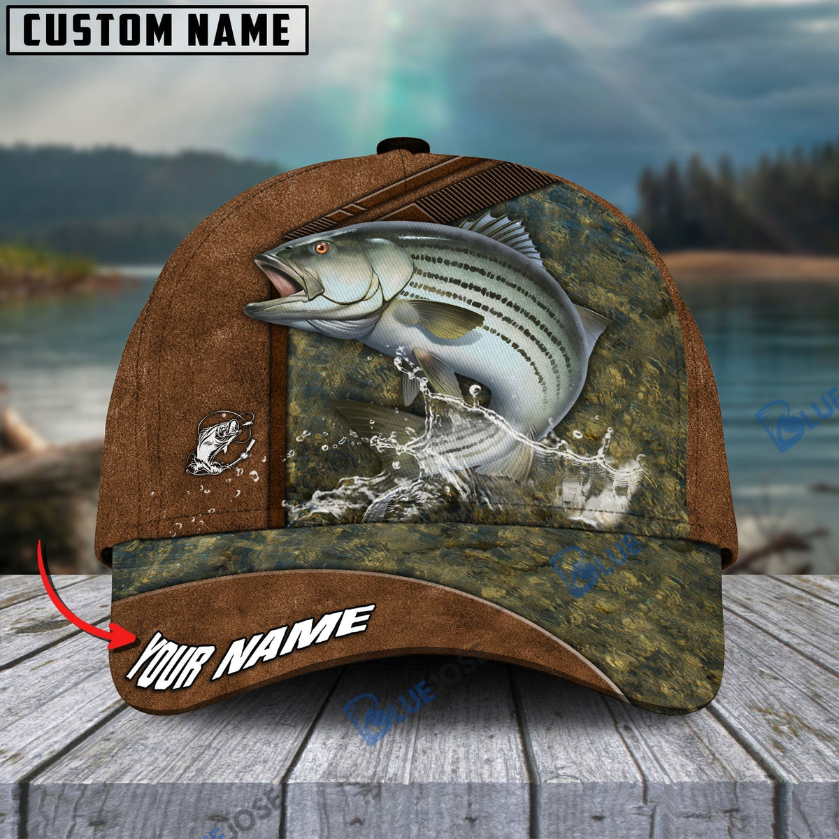 BlueJose Fishing Leather Pattern Personalized Cap (13 Breeds)