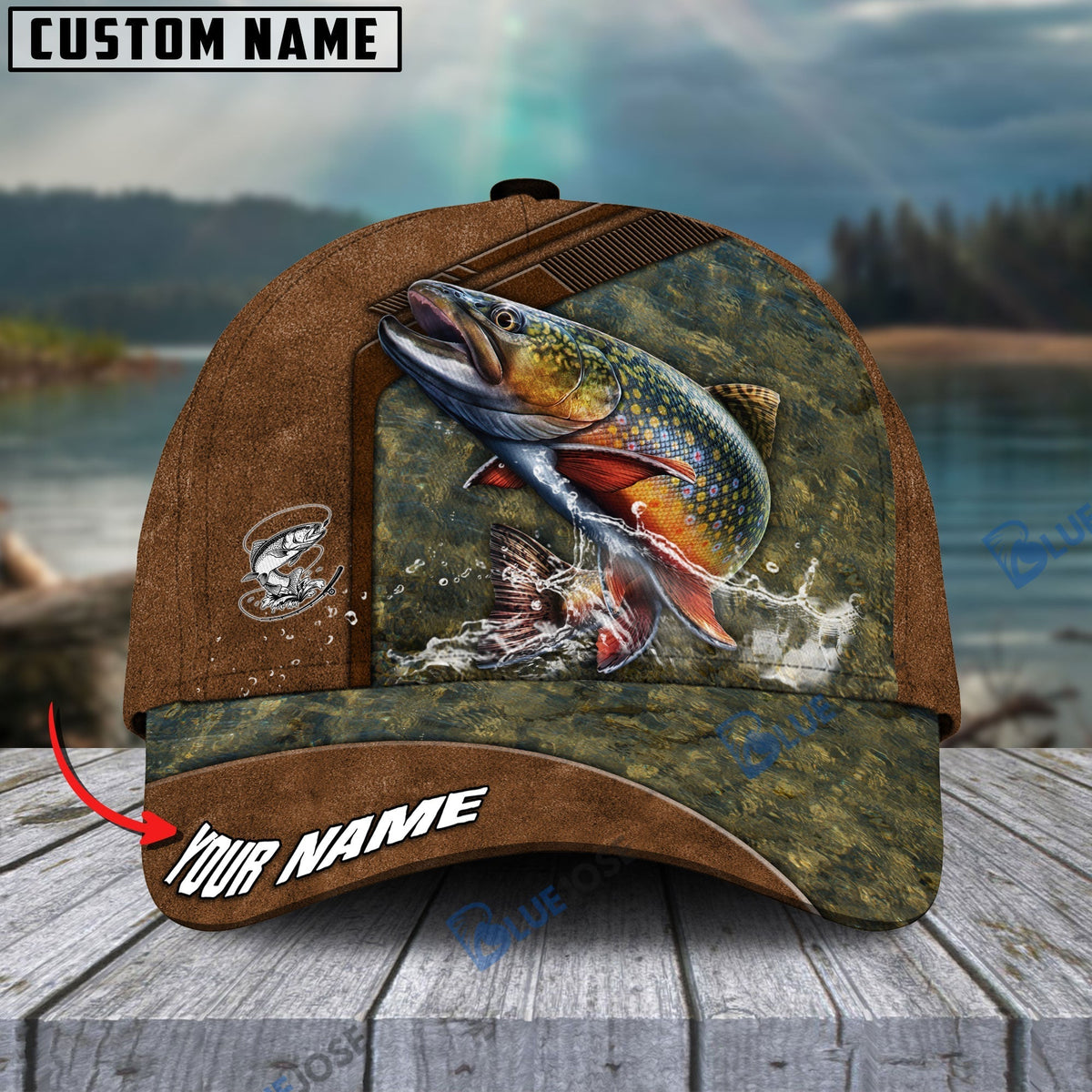 BlueJose Fishing Leather Pattern Personalized Cap (13 Breeds)