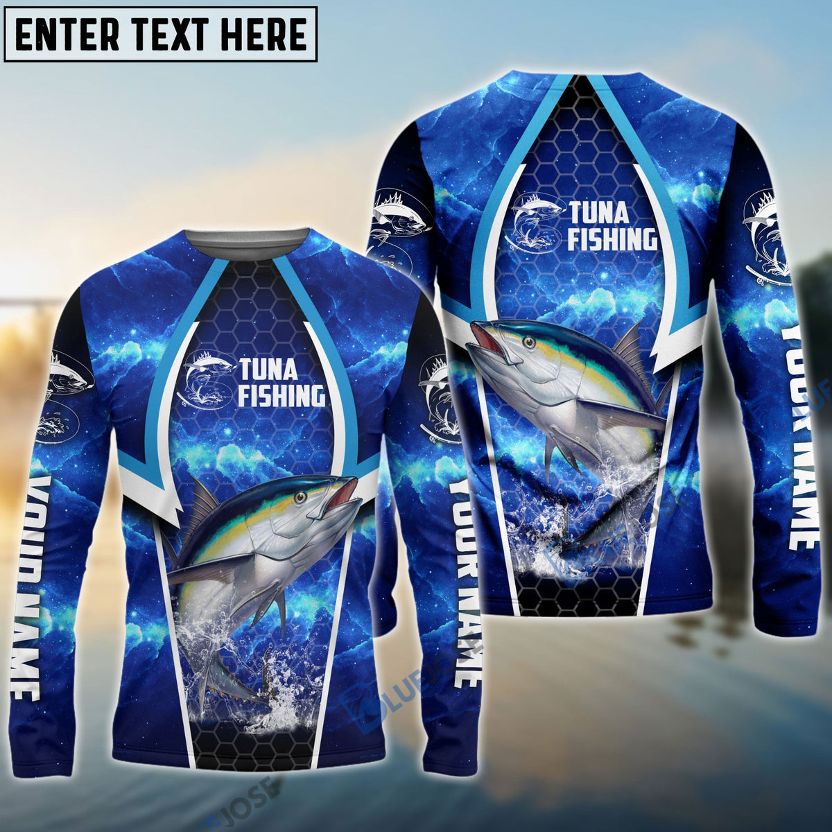 BlueJose Tuna Fishing Blue Galaxy Custom Long Sleeves
