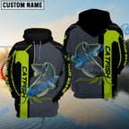 BlueJose Personalized Catfish Fishing Green Line Sport Jersey Fishing Shirts