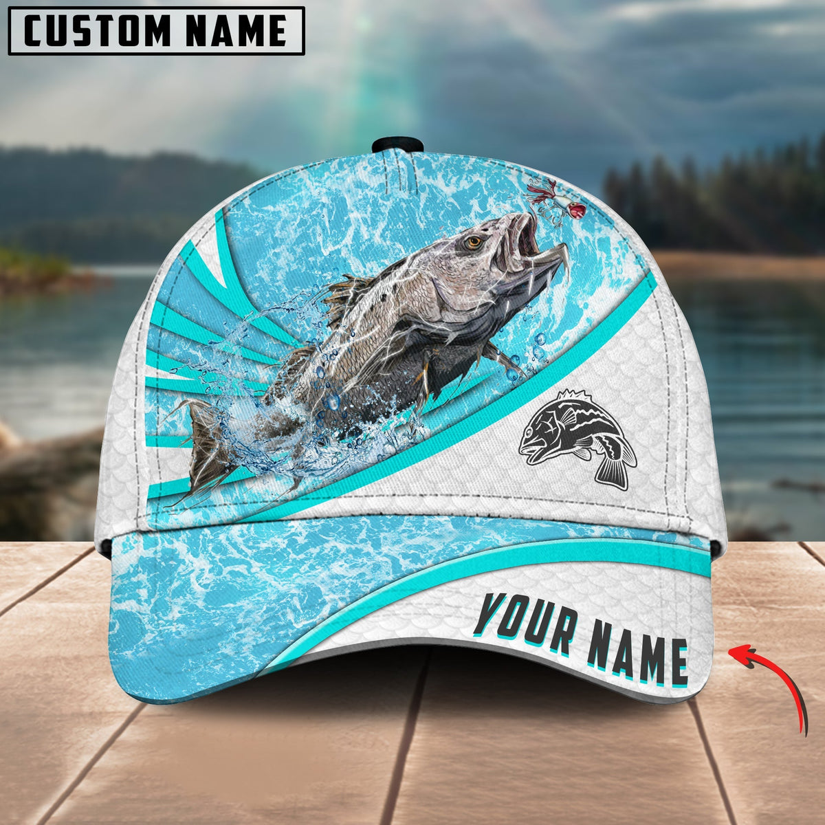 BlueJose Jewfish Fishing Water Tornado Personalized Cap
