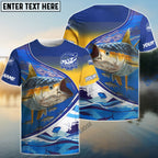 BlueJose Personalized Tuna Fishing Scales Blue Camo Long Sleeve Fishing Shirts, Tuna Saltwater Fishing