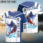 BlueJose Sailfish Fishing American Flag Custom Name And Boat Name 3D Shirts