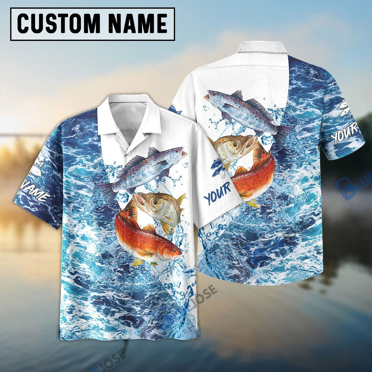 BlueJose Inshore Slam Redfish, Trout, Snook Customize Name 3D Shirt