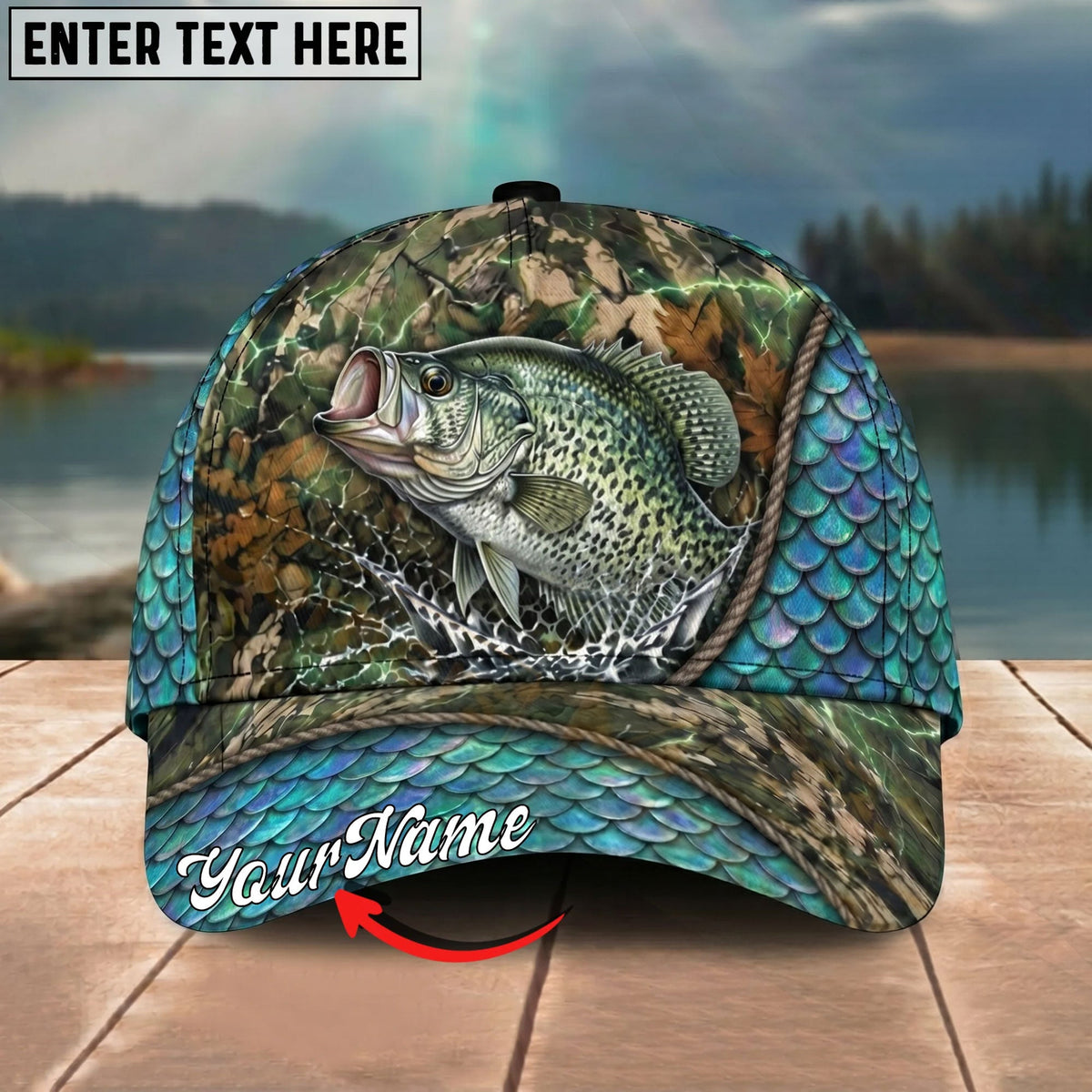 BlueJose Fishing Mermaid Scale Camo Rope Personalized Name Classic 3D Cap Personalized Cap (13 Breeds)