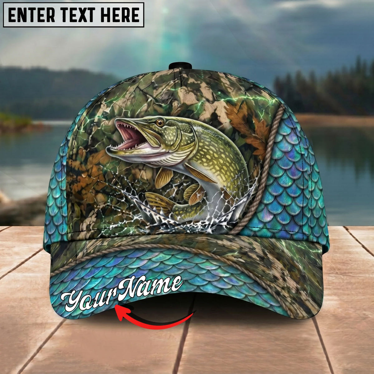 BlueJose Fishing Mermaid Scale Camo Rope Personalized Name Classic 3D Cap Personalized Cap (13 Breeds)