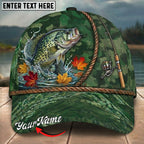 BlueJose Fishing Green Camo Autumn Leaves Rope Personalized Name Classic 3D Cap Personalized Cap (13 Breeds)