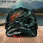 BlueJose Fishing Dark Ocean Swirl Rod Splash Personalized Name Classic 3D Cap Personalized Cap (13 Breeds)