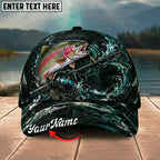 BlueJose Fishing Dark Ocean Swirl Rod Splash Personalized Name Classic 3D Cap Personalized Cap (13 Breeds)