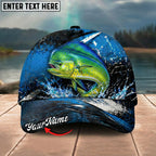 BlueJose Fishing Blue Lightning Water Splash Personalized Name Classic 3D Cap Personalized Cap (13 Breeds)