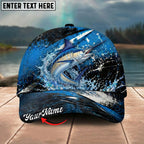 BlueJose Fishing Blue Lightning Water Splash Personalized Name Classic 3D Cap Personalized Cap (13 Breeds)