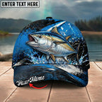 BlueJose Fishing Blue Lightning Water Splash Personalized Name Classic 3D Cap Personalized Cap (13 Breeds)