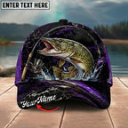 BlueJose Fishing Purple Lightning Rod Splash Personalized Name Classic 3D Cap Personalized Cap (13 Breeds)