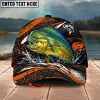 BlueJose Fishing Orange Lightning Water Splash Personalized Name Classic 3D Cap Personalized Cap (13 Breeds)