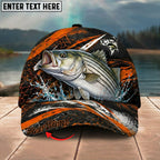 BlueJose Fishing Orange Lightning Water Splash Personalized Name Classic 3D Cap Personalized Cap (13 Breeds)