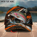 BlueJose Fishing Orange Lightning Water Splash Personalized Name Classic 3D Cap Personalized Cap (13 Breeds)