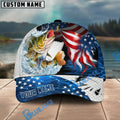 BlueJose Fishing USA Flag Hook White Scale Personalized Name Classic 3D Cap Personalized Cap (13 Breeds)