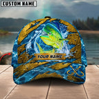 BlueJose Fishing Explosive Water Splash Personalized Name Classic 3D Cap (13 Breeds)
