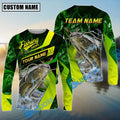 BlueJose Catfish Fishing Green Neon Splash Water Artwork Custom Name & Team Name 3D Shirts