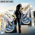 BlueJose Marlin Fishing Black Golden Hook Name & Team Name 3D Shirts