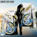 BlueJose Tuna Fishing Black Golden Hook Name & Team Name 3D Shirts