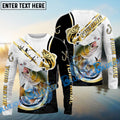 BlueJose Walleye Fishing Black Golden Hook Name & Team Name 3D Shirts
