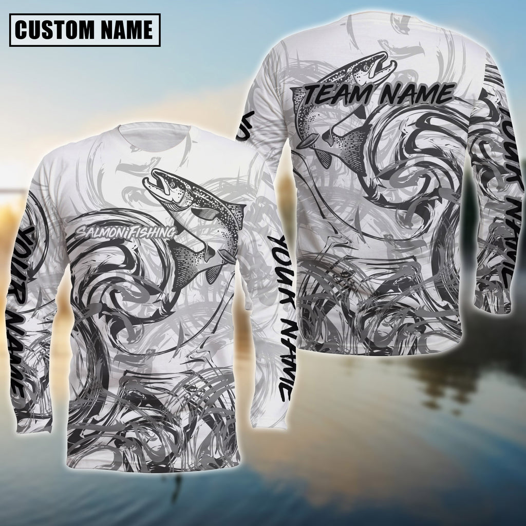 BlueJose Salmon Fishing Deep Sea Trophy Custom Name & Team Name 3D Shirts