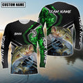 BlueJose Bass Fishing Smoke Premium Custom Name & Team Name 3D Shirts (2 Colors)
