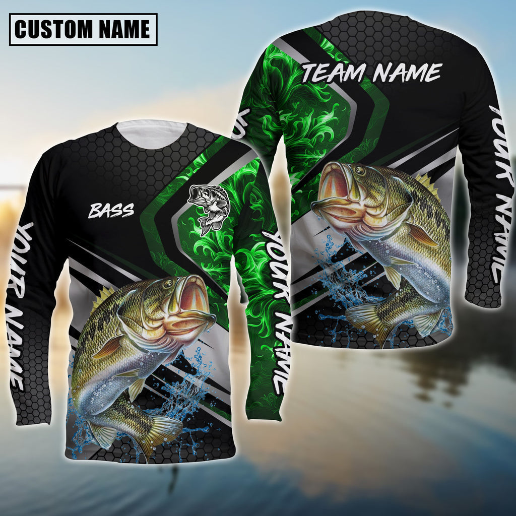BlueJose Bass Fishing Smoke Premium Custom Name & Team Name 3D Shirts (2 Colors)