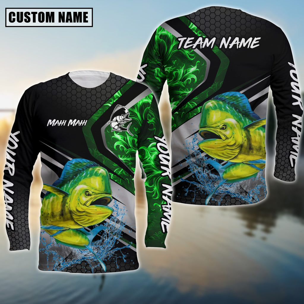 BlueJose Mahi-Mahi Fishing Smoke Premium Custom Name & Team Name 3D Shirts (2 Colors)