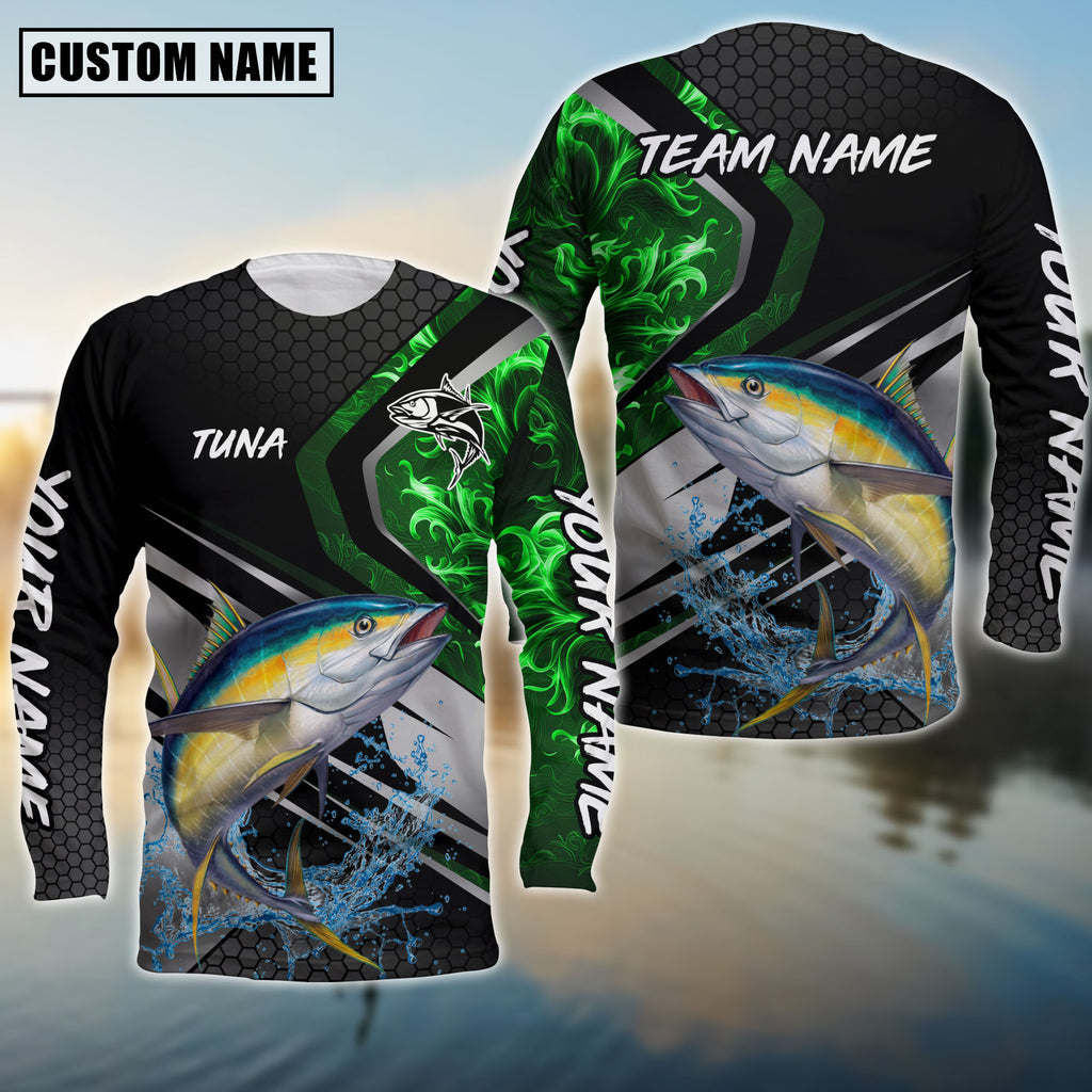 BlueJose Tuna Fishing Smoke Premium Custom Name & Team Name 3D Shirts (2 Colors)