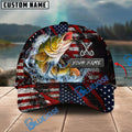 BlueJose Fishing American Flag Red Scratch Personalized Name Classic 3D Cap (13 Breeds)