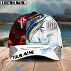BlueJose Fishing Red Flame With Cross Pattern Personalized Cap (13 Breeds)