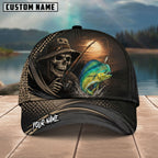 BlueJose Fishing Skull Angler Moonlight Personalized Name Classic 3D Cap (13 Breeds)