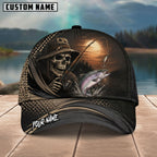 BlueJose Fishing Skull Angler Moonlight Personalized Name Classic 3D Cap (13 Breeds)
