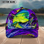 BlueJose Fishing Neon Purple Splash Lure Personalized Name Classic 3D Cap (13 Breeds)