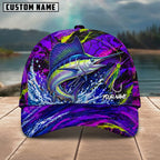 BlueJose Fishing Neon Purple Splash Lure Personalized Name Classic 3D Cap (13 Breeds)