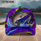 BlueJose Fishing Neon Purple Splash Lure Personalized Name Classic 3D Cap (13 Breeds)
