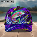 BlueJose Fishing Neon Purple Splash Lure Personalized Name Classic 3D Cap (13 Breeds)