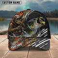 BlueJose Fishing Skull Angler Orange Camo Personalized Name Classic 3D Cap (13 Breeds)