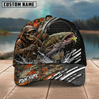 BlueJose Fishing Skull Angler Orange Camo Personalized Name Classic 3D Cap (13 Breeds)