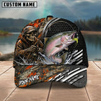 BlueJose Fishing Skull Angler Orange Camo Personalized Name Classic 3D Cap (13 Breeds)