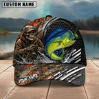 BlueJose Fishing Skull Angler Orange Camo Personalized Name Classic 3D Cap (13 Breeds)