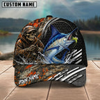 BlueJose Fishing Skull Angler Orange Camo Personalized Name Classic 3D Cap (13 Breeds)