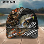 BlueJose Fishing Skull Angler Orange Camo Personalized Name Classic 3D Cap (13 Breeds)