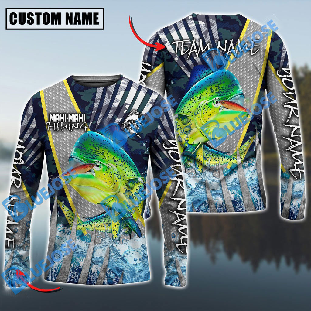 BlueJose Mahi-Mahi Fishing Cod Water Custom Name & Team Name 3D Shirts
