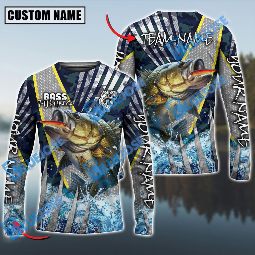 BlueJose Bass Fishing Cod Water Custom Name & Team Name 3D Shirts