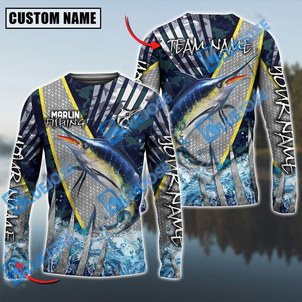 BlueJose Marlin Fishing Cod Water Custom Name & Team Name 3D Shirts