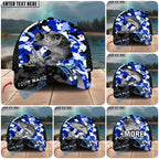 BlueJose Fishing Jumping Splash Blue Camo Design Personalized Cap (13 Breeds)